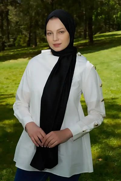 Madame Polo Σάλι Ζακάρ Elegance Ethnic Pattern - Μαύρο