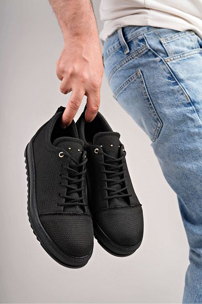 Zerenyus Slw152 Cool Lace-Up Linen Men's Casual Sports Classic Shoes Kst - Black