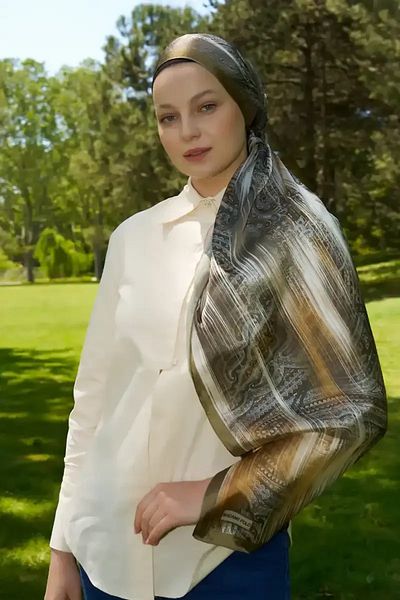 Madame Polo Σάλι Crystal Hola Pattern - Oil Green