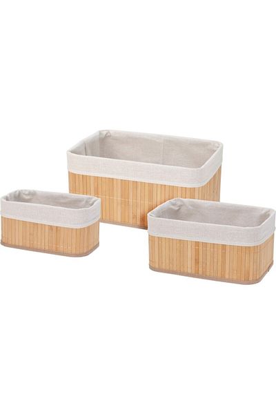 Progarden Set de 3 cosuri de depozitare pentru baie din bambus