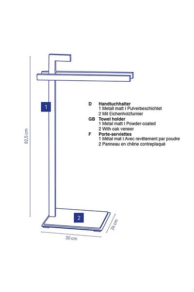 Kela Towel rack Oak black metal