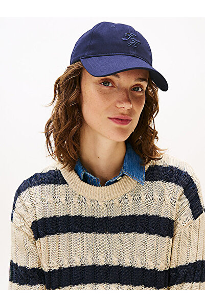 Tommy Hilfiger Kadın %100 Pamuklu Nefes Alabilen Kumaşlı Ayarlanabilir Tokalı Mavi Şapka AW0AW17489-C7G