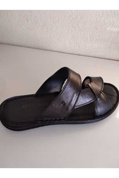 ARONA İki̇dost Lamb Leather Black Slippers