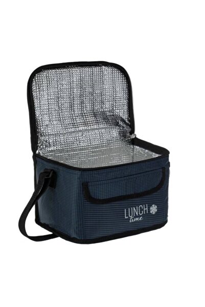 OEM Geanta Izoterma Albastra cu Carouri si Fermoar 25x18x16cm - 7lt