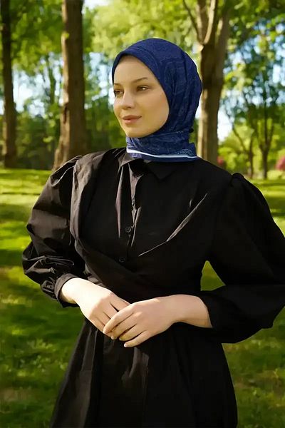 Madame Polo Φουλάρι Rustic Mistral Pattern - Navy Blue