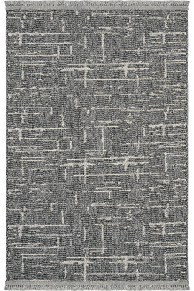 Cool Halı Sunny Gri Krem Çizgili Makine Halısı Yumuşak Dokuma Bukleli Modern ...