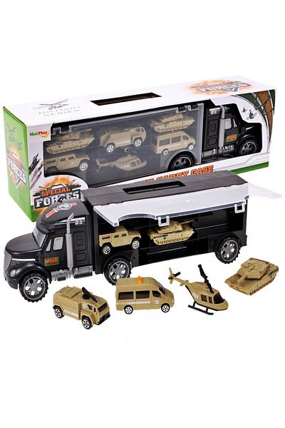 indiggo Set de Masinute, Military Truck, Camion cu 6 Vehicule Militare