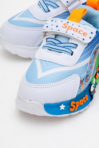 CCWAY AYAKKABI Çocuk Anorak Işıklı Spor Ayakkabı 21-25 BEYAZ SAX