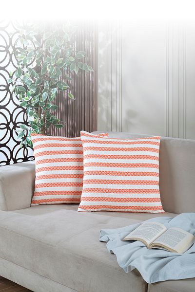 LADYNİL Față de pernă de vară 2 bucăți Față de pernă decorativă 45x45 cu fermoar portocaliu