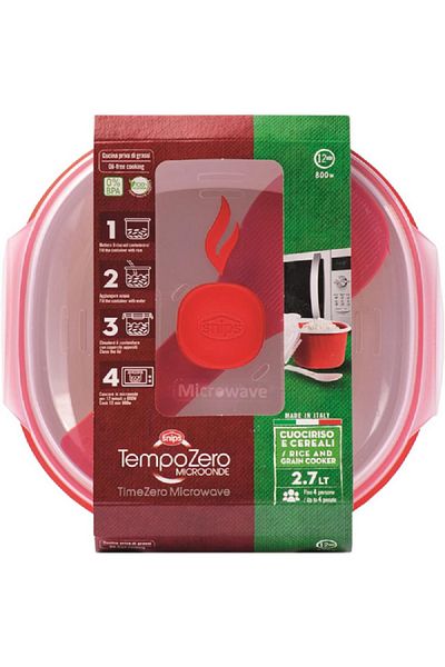 Snips Dishwasher Safe Microwave Rice and Grain Cooker White and Red 2.7 Liter