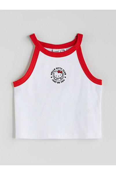 LC Waikiki LCW Kids Beyaz Halter Yaka Hello Kitty Baskılı Kız Çocuk Crop Atle...