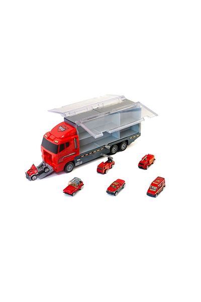 indiggo Set of Cars, Fire Truck, Truck with 6 Fire Engines, 36 cm Long, with Transparent Panel, Comes with