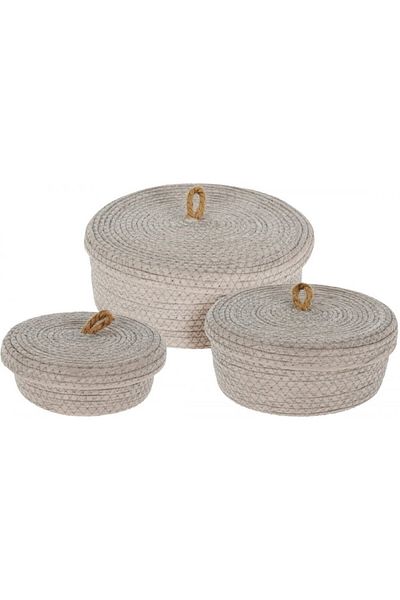 Kela Set of 3 grey storage baskets with lids