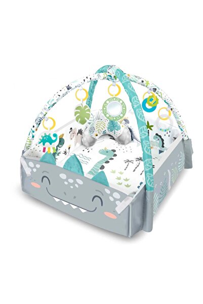 Smart Vibe Interactive and Educational Playmat and Activity Center, SoftyPlush HappyDino, Gray/Green