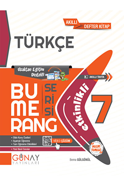 Evrensel İletişim Yayınları 7.Sınıf Günay Bumerang TÜRKÇE Akıllı Defter Kitap / Çek Kopar / Uzaktan Eğitim Destekli