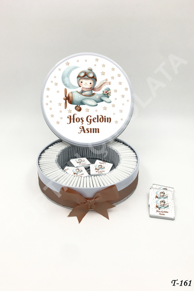 KAKAO AĞACI 100 Adet Yıldızlı Uçaklı Erkek Bebek Çikolatası