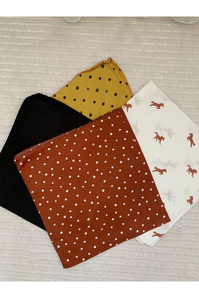 ÇELİKSİLVERTAKI Patterned Scarf Set of 4