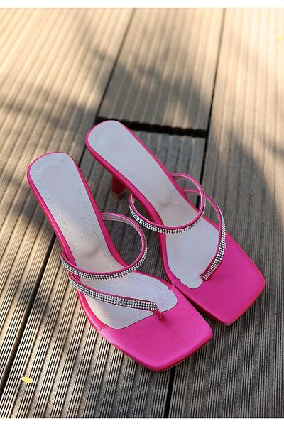 Celira Oyra Fuchsia Satin Heeled Slippers