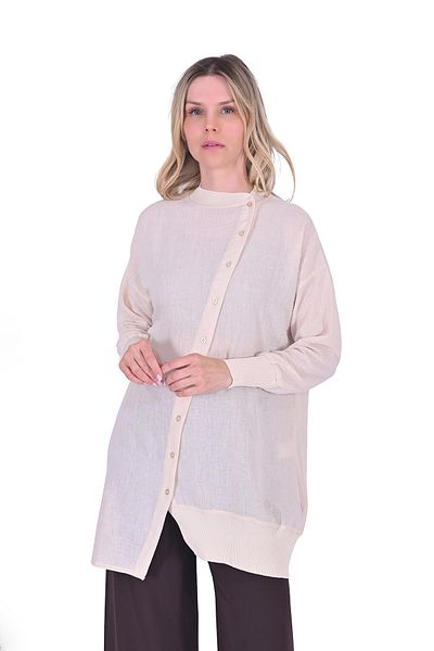 Invee Cămașă Asimetrică Detaliată Tricot BEJ