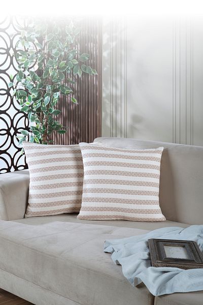 LADYNİL Față de pernă de vară 2 bucăți Față de pernă decorativă 45x45 cu fermoar Bej