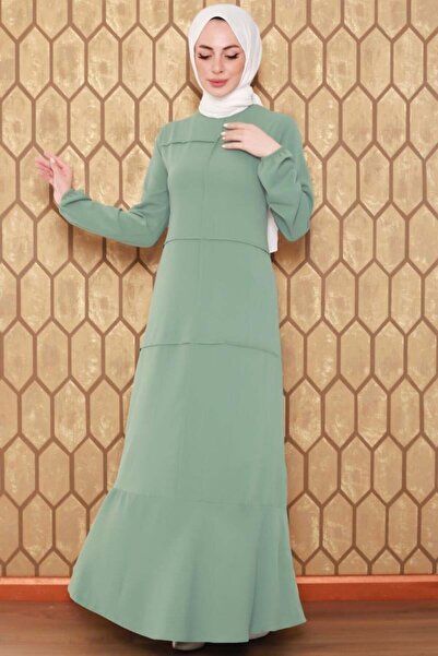 Genel Markalar Dikiş Detaylı Model Elbise HAKİ