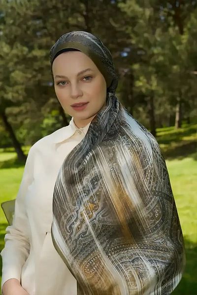 Madame Polo Σάλι Crystal Hola Pattern - Oil Green