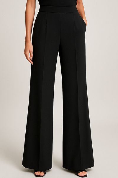 nurbeli Women's High Waist Slit Detailed Zippered Palazzo Pants