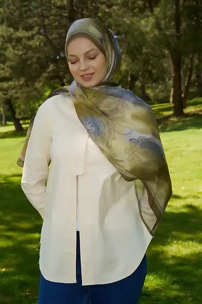 Madame Polo Σάλι Prestige Vintage Pattern - Πράσινο