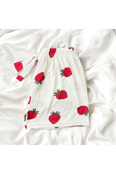WALJA Pantaloni scurți de pijama din țesătură Milan cu model căpșuni pentru femei