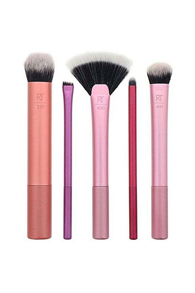 Real Techniques 5-Piece Artist Essential Makeup Brush Set Pink/Brown/Black