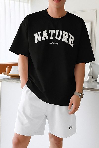 GENIUS STORE Мъжка тениска с щампа, голям размер, памучна тениска, естествен размер