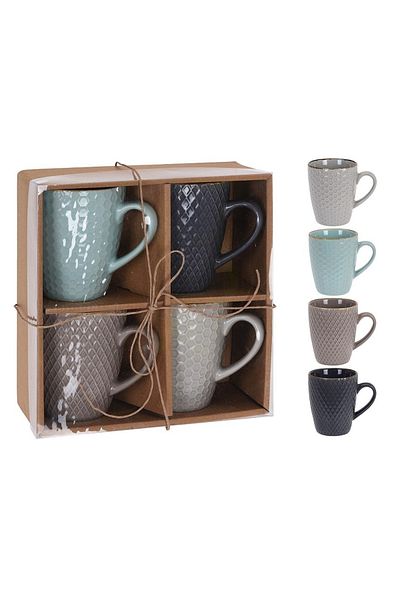 Excellent Set of 4 stoneware mugs in a 300 ml gift box