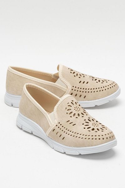 Liger Women's Laser Patterned Casual Women's Sports Shoes Cream