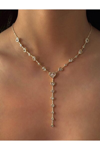 h&b design jewel Çelik Kalpli Y Kolye