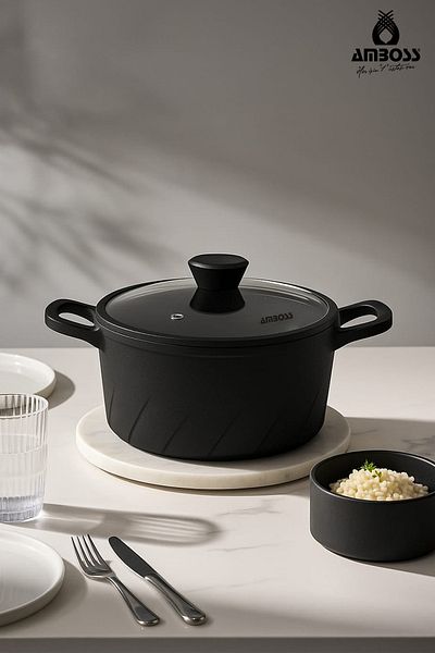 Amboss Vento Casting Titanium Plated Deep Pot with Glass Lid 20X9,5 cm
