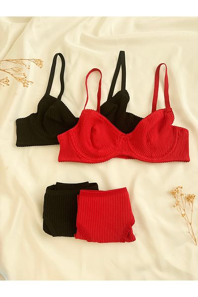 lunesa 2-Piece Colorful Underwire Cotton Set (Bra & Panties)