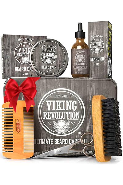Viking beard care gift set for men + BOAR HAIR BRUSH