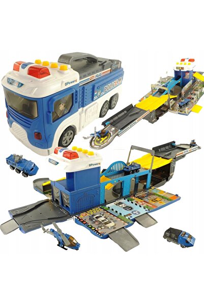 indiggo Σετ παιχνιδιού, Μετασχηματιζόμενο φορτηγό σε γκαράζ, Αστυνομία, Ένα επίπεδο, Περιλαμβάνει 3 οχήματα, Ρεαλιστικό