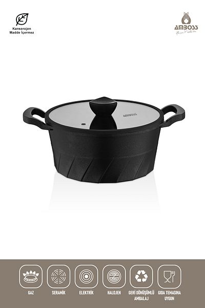 Amboss Vento Casting Titanium Plated Deep Pot with Glass Lid 20X9,5 cm