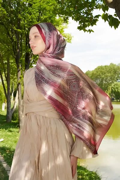Madame Polo Σάλι Crystal Hola Pattern - Κόκκινο