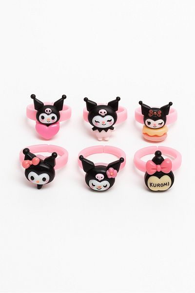 MakeWell Set of 6 Adjustable Children's Rings with Adjustable Kuromi Design