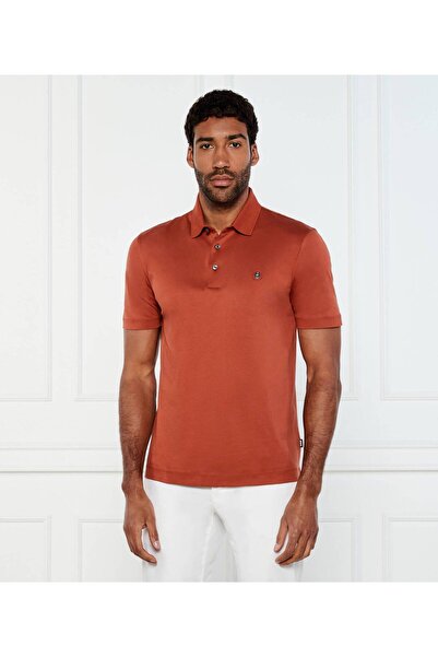 BOSS Erkek Polo Yaka Düğme Kapamalı Kısa Kol Turuncu1 T-Shirt 50520297-217