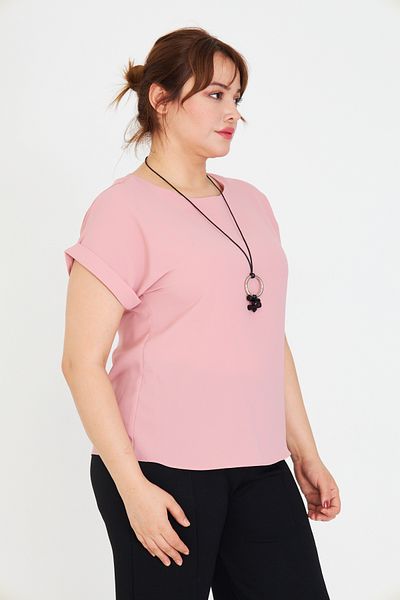 UNIQUE LADY Women's Modern Basic Blouse with Necklace |   Minimal and Elegant Style