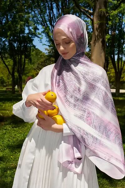 Madame Polo Σάλι Crystal Hola Pattern - Ροζ