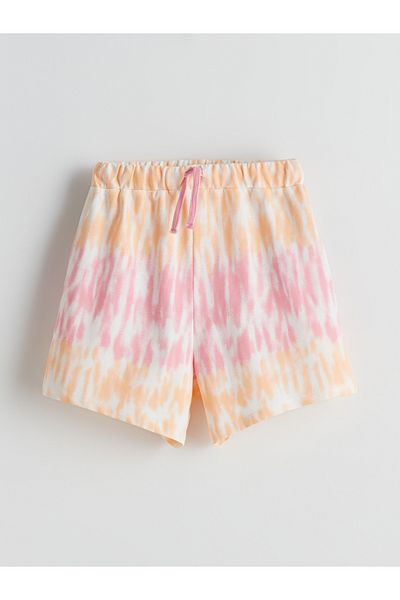 LC Waikiki Batik Patterned Girl's Shorts with Elastic Waist