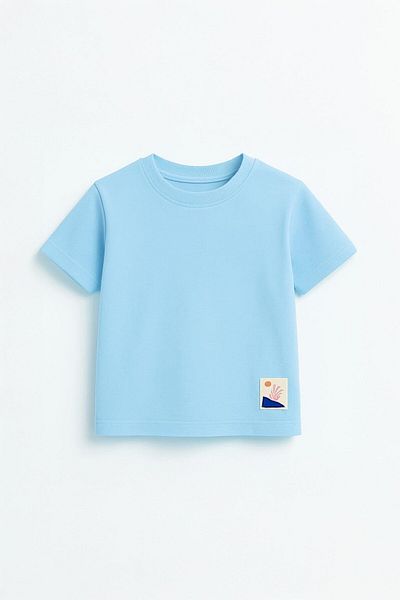 LUESS Tricou de bază pentru băiat, 100% bumbac - albastru deschis (3-4 ani 8-9 ani)