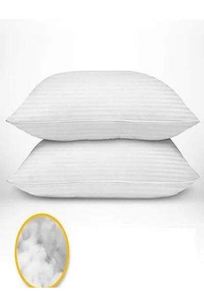 RAHALIFE HOME SOLUTION RAHALIFE Striped Pillow Set of 2 – Soft White Cotton – 48x74 cm – Plush & Breathable