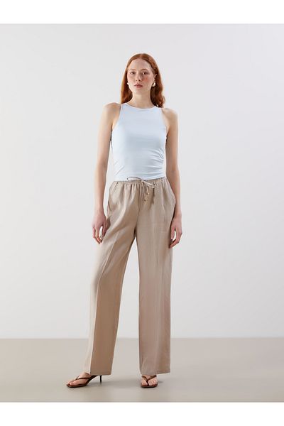 LC Waikiki Elastic Waist Linen Women's Trousers