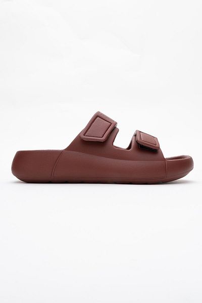 CCWAY AYAKKABI Women's Velcro Slippers Claret Red