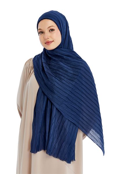 Altobeh Pleated Bamboo Shawl - Navy Blue